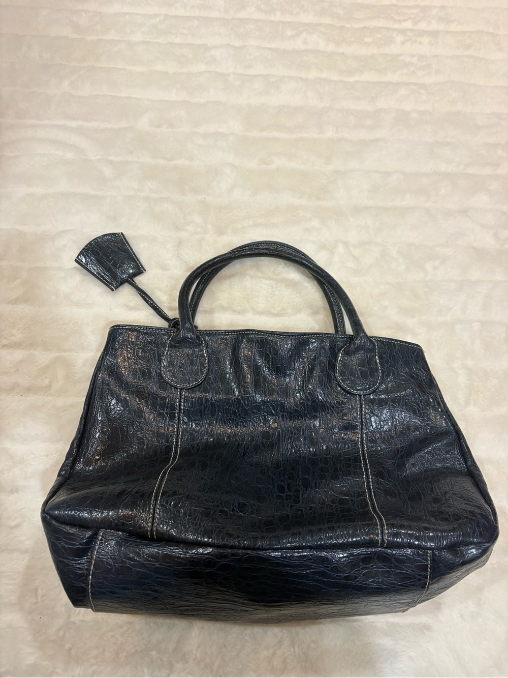Estee Lauder Blue Croc-Embossed Leather Tote